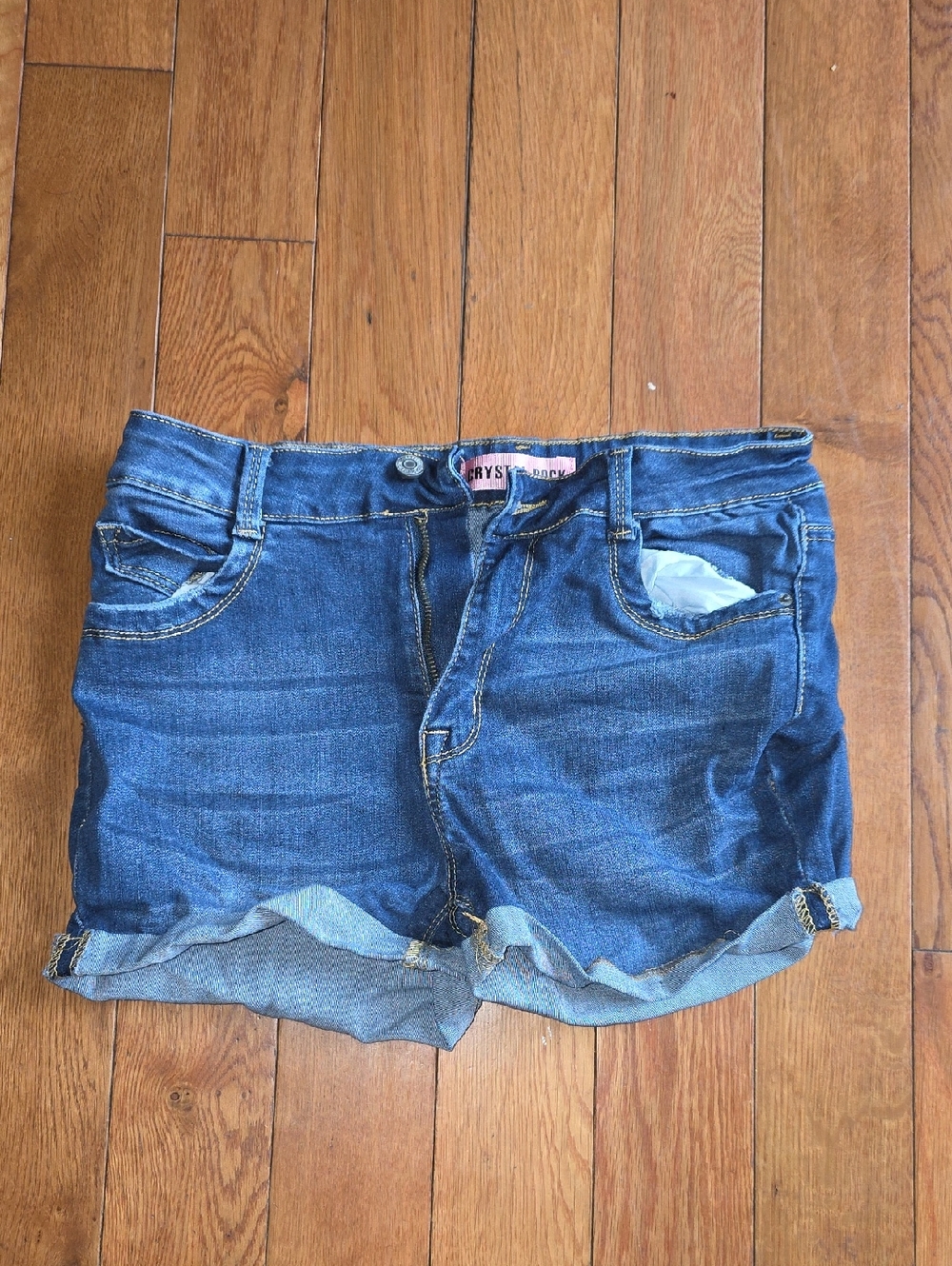 7 - Dark Blue Denim Rolled Cuff Shorts